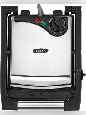 BELLA Stainless Steel Contact Grill with Black Trim